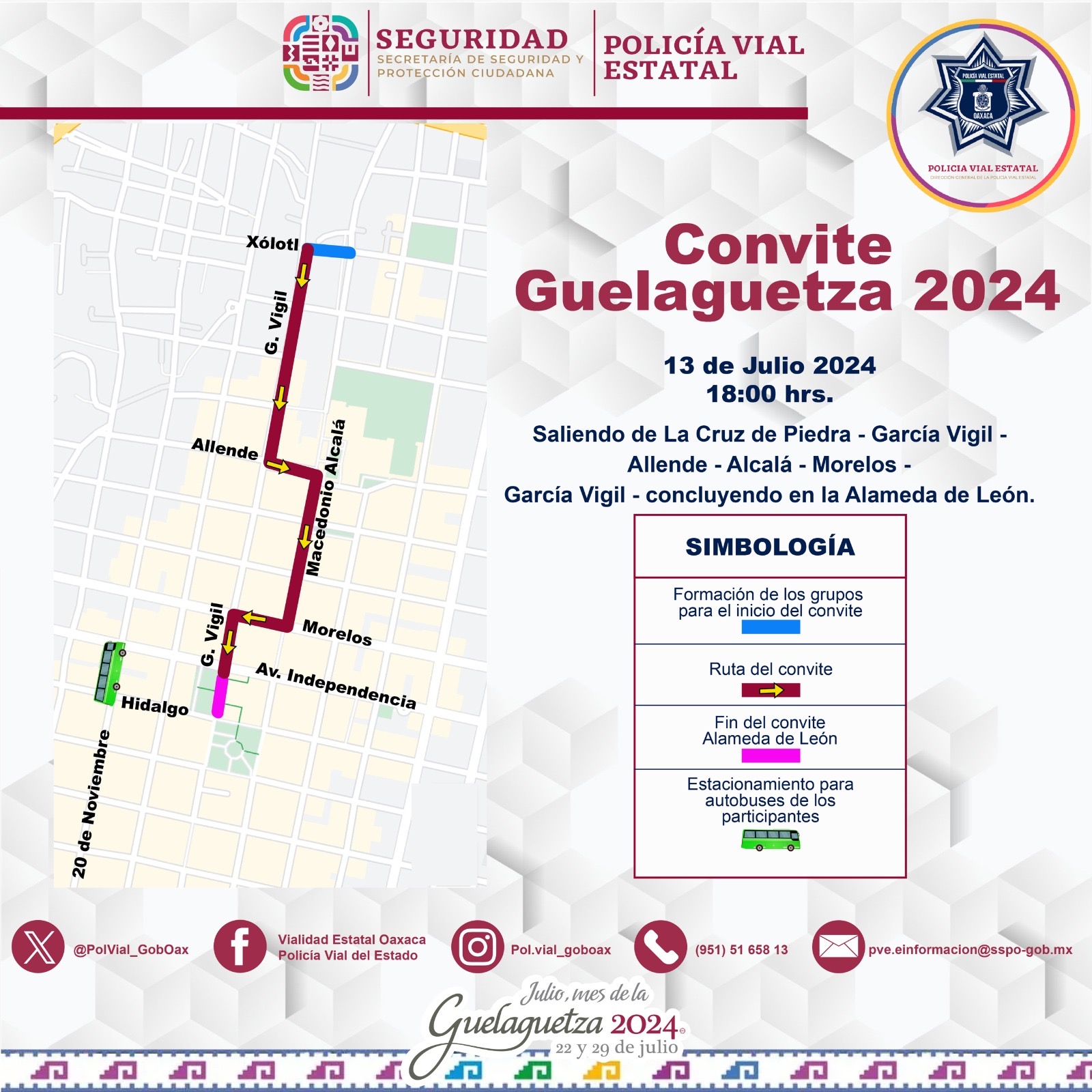 ¡Toma precauciones! Activará Policía Vial dispositivo para el Tercer Convite de Guelaguetza 2024