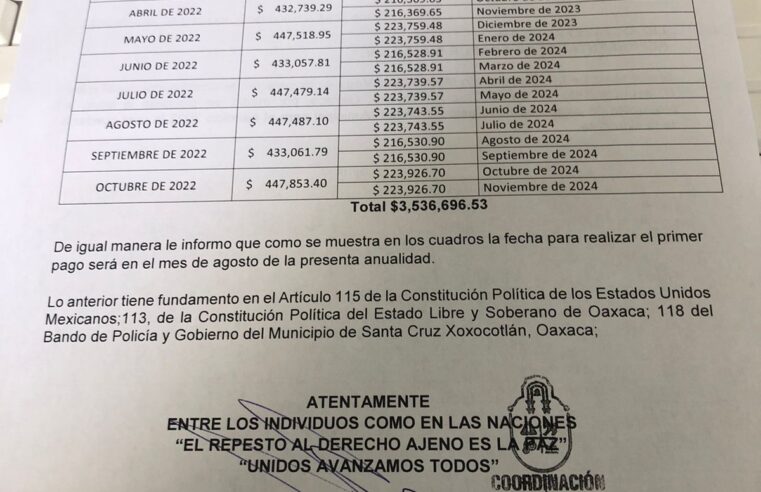 Adeuda Ayuntamiento de Xoxo 8mdp en pago de luz