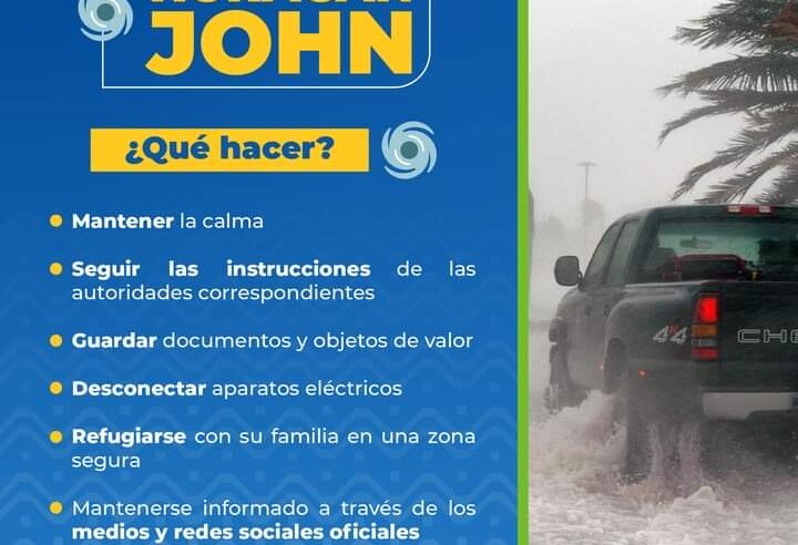 Suspenden clases en regiones Istmo de Tehuantepec, Costa y Sierra Sur por huracán John categoría 2