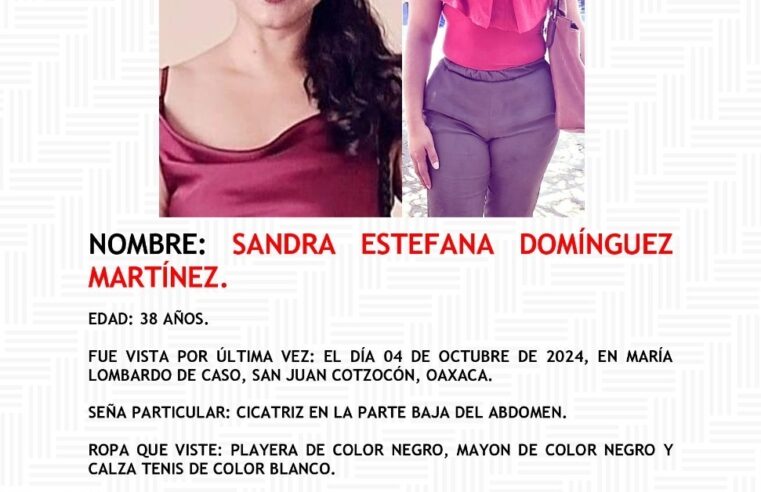 La Fiscalía de Oaxaca coordina investigación con su homólogo de Veracruz por la desaparición de Sandra Domínguez y Alexander Hernández
