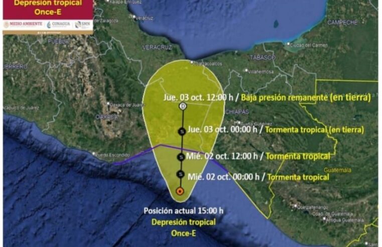En alerta máxima 42 municipios de Oaxaca ante la depresión tropical Once-E
