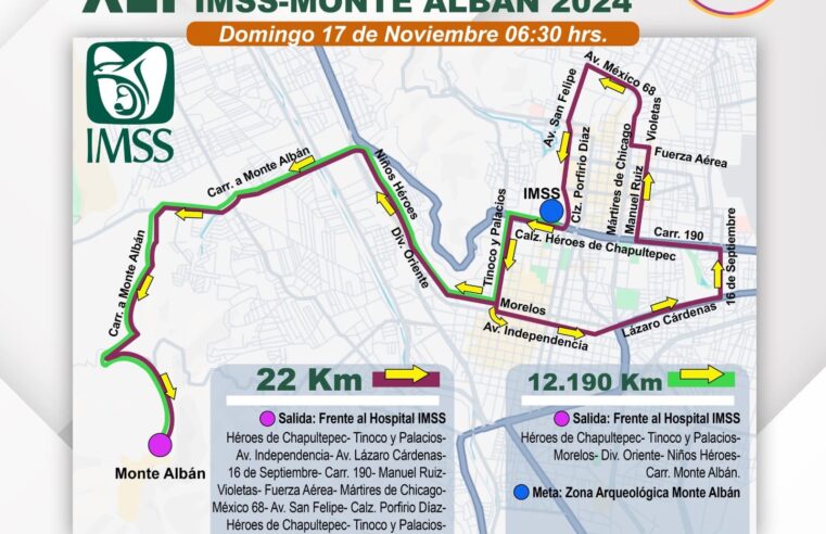Toma vías alternas: esta es la ruta de la Carrera IMSS-Monte Albán