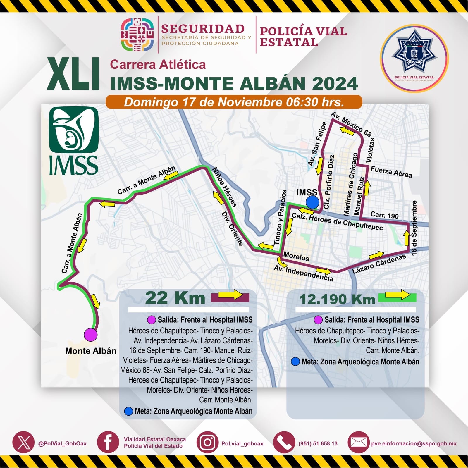 Toma vías alternas: esta es la ruta de la Carrera IMSS-Monte Albán
