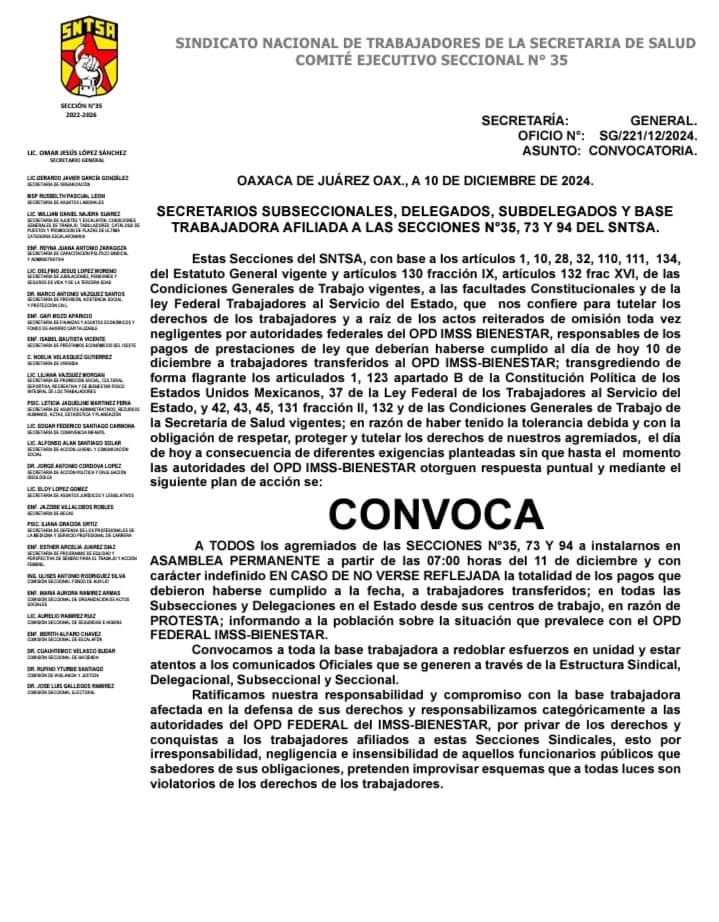 Trabajadores del Sector Salud de Oaxaca estallan paro indefinido