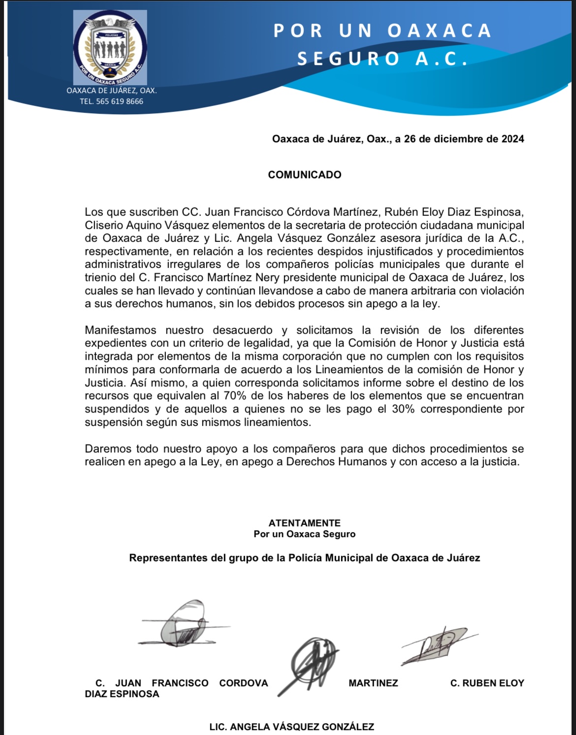 Policías de Oaxaca de Juárez exigen transparentar recursos no entregados a elementos suspendidos