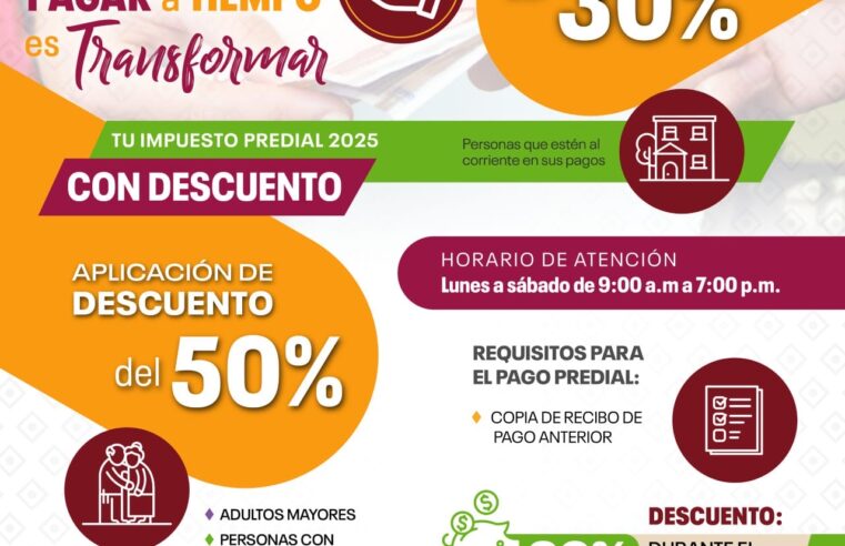 Anuncia Santa Cruz Xoxocotlán descuentos de hasta el 50% en el pago del predial