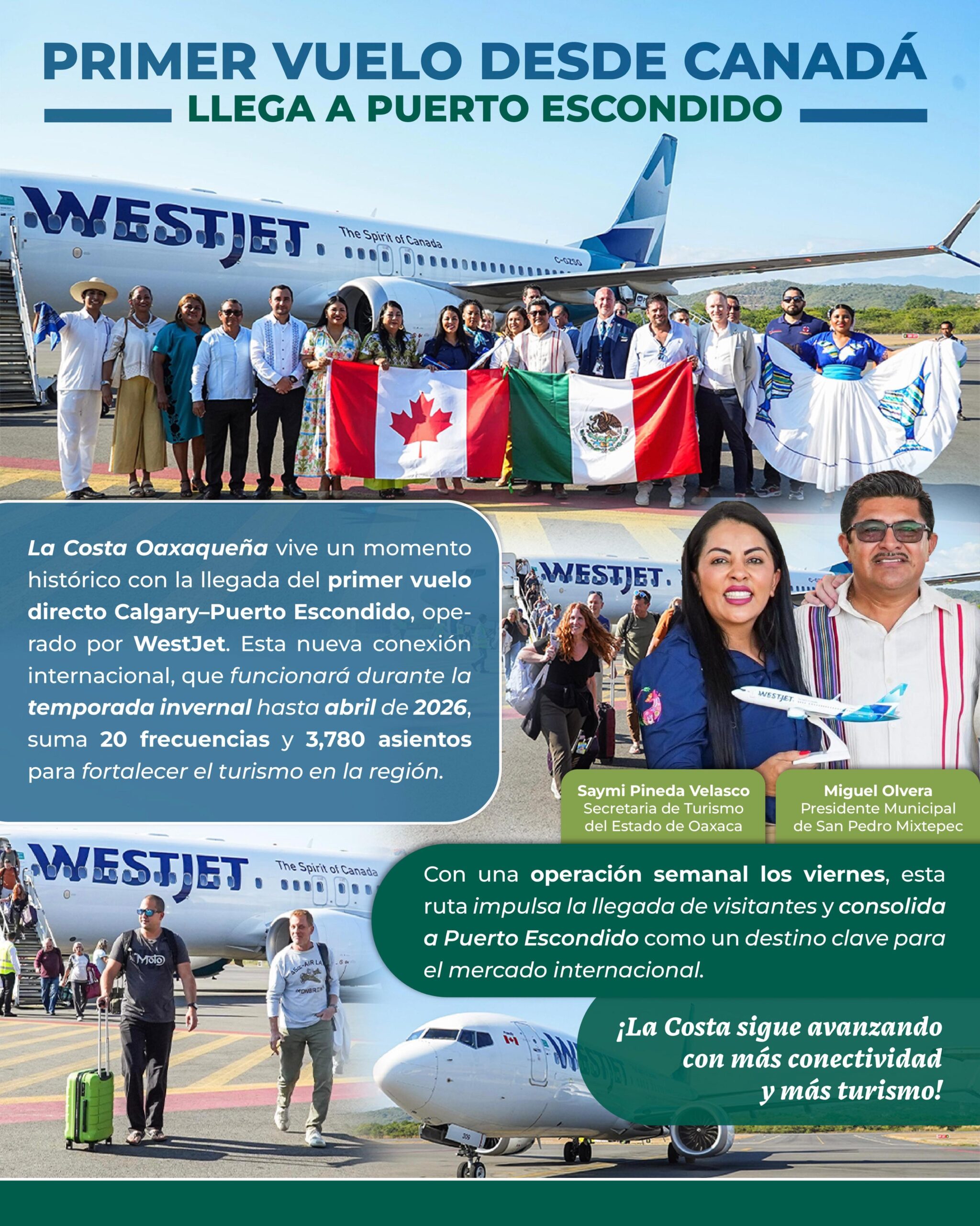 ¡Puerto Escondido ahora conectado con Canadá!