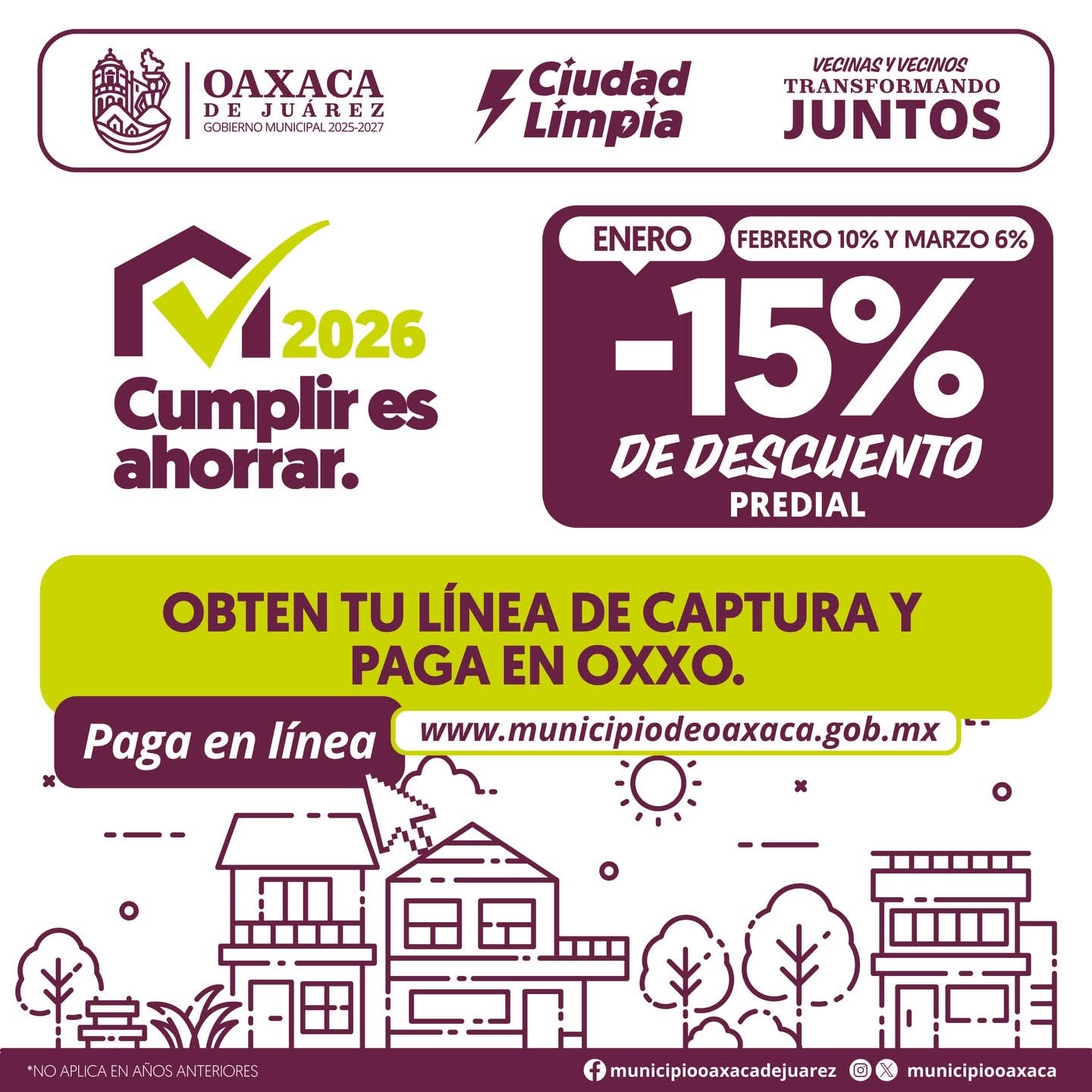 Inicia en Oaxaca de Juárez el pago del impuesto predial con descuentos durante enero