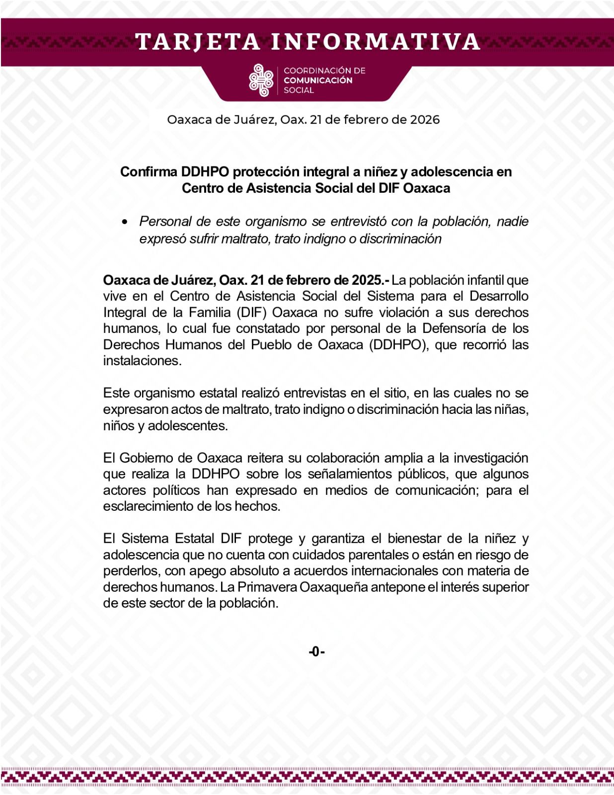 Confirma DDHPO protección integral a niñez y adolescencia en Centro de Asistencia Social del DIF Oaxaca
