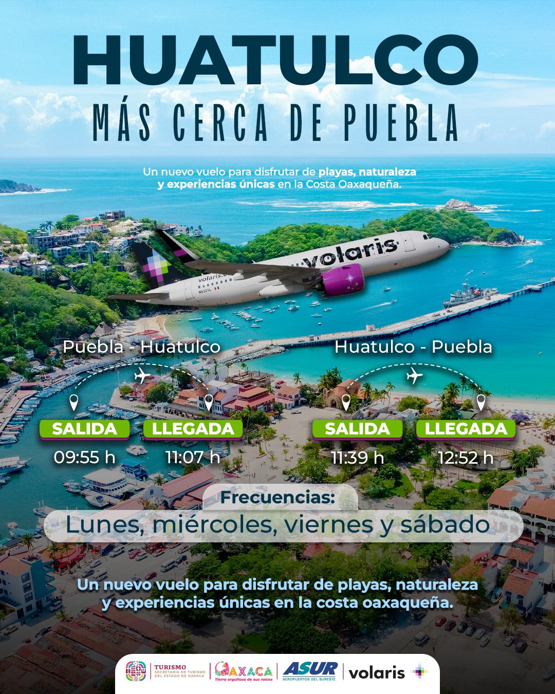 Oaxaca amplía su conectividad aérea con dos nuevas rutas de Volaris: Sectur Oaxaca