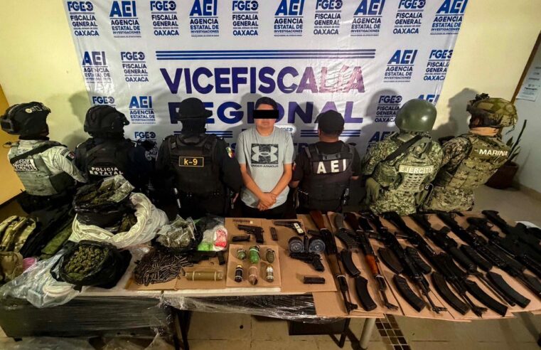 Capturan a objetivo prioritario integrante de célula criminal; aseguran drogas, armas de alto poder, granadas y explosivos