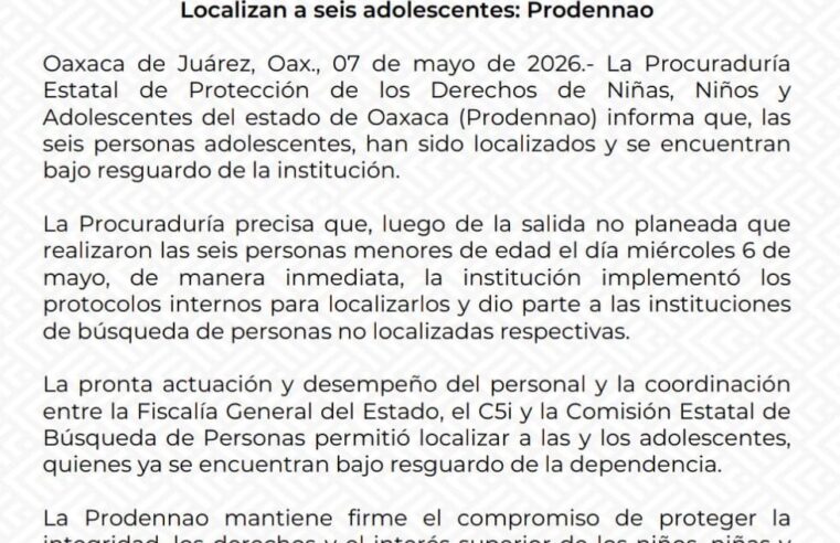 Localizan a seis adolescentes reportados como desaparecidos