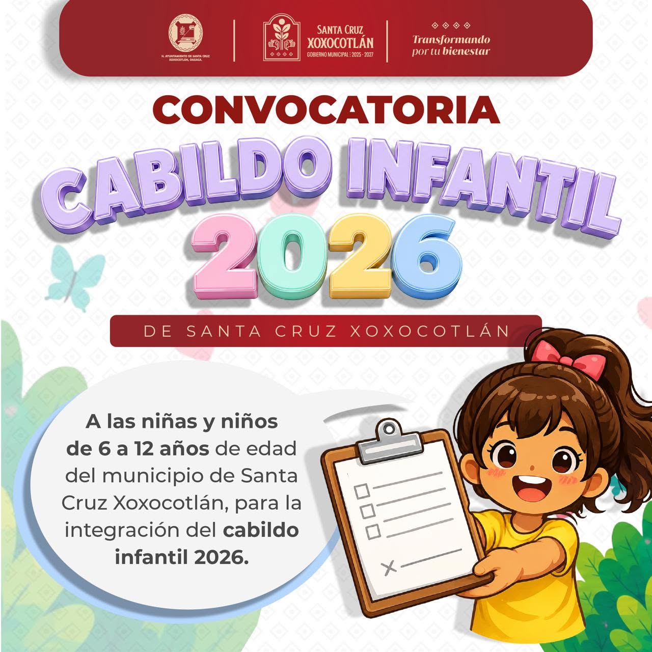 ¡Convocan a niñas y niños de Xoxocotlán a integrar el Cabildo Infantil!