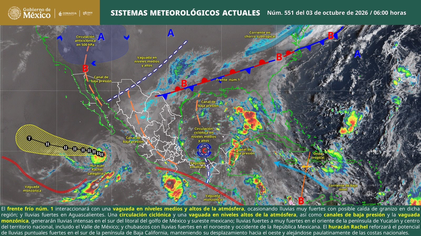Pronostican lluvias para este sábado
