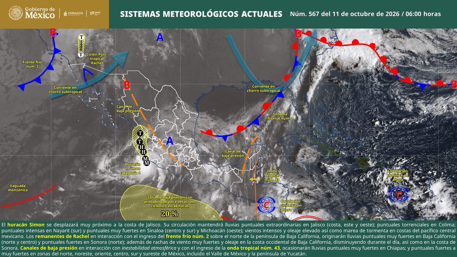 Pronostican lluvias para este domingo